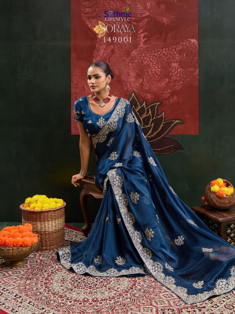 Soraya By Sethnic Satin Chiffon Designer Saree 